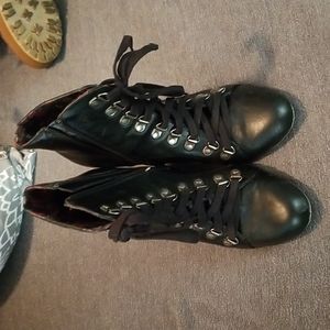 Madden Girl size 9 1/2 black lace up boot ankle length, gently worn.